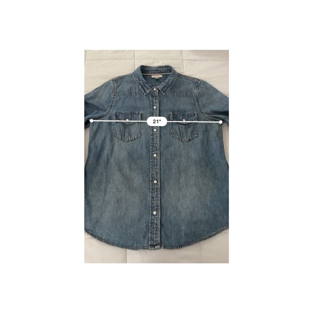 J Crew Women's Denim Pearl Snap Cowgirl Western Rodeo Shirt! Size 14 - Picture 7 of 8